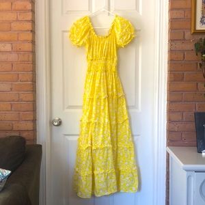 SALE! Pink City Prints Yellow Tulip Rah Rah Dress in Small